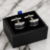 Manchetknopen halfrond zwart/zilver