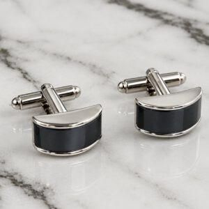 Manchetknopen halfrond zwart/zilver - Afbeelding 3