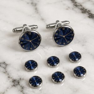 Manchetknopen + smokingknopen blauw - Afbeelding 3